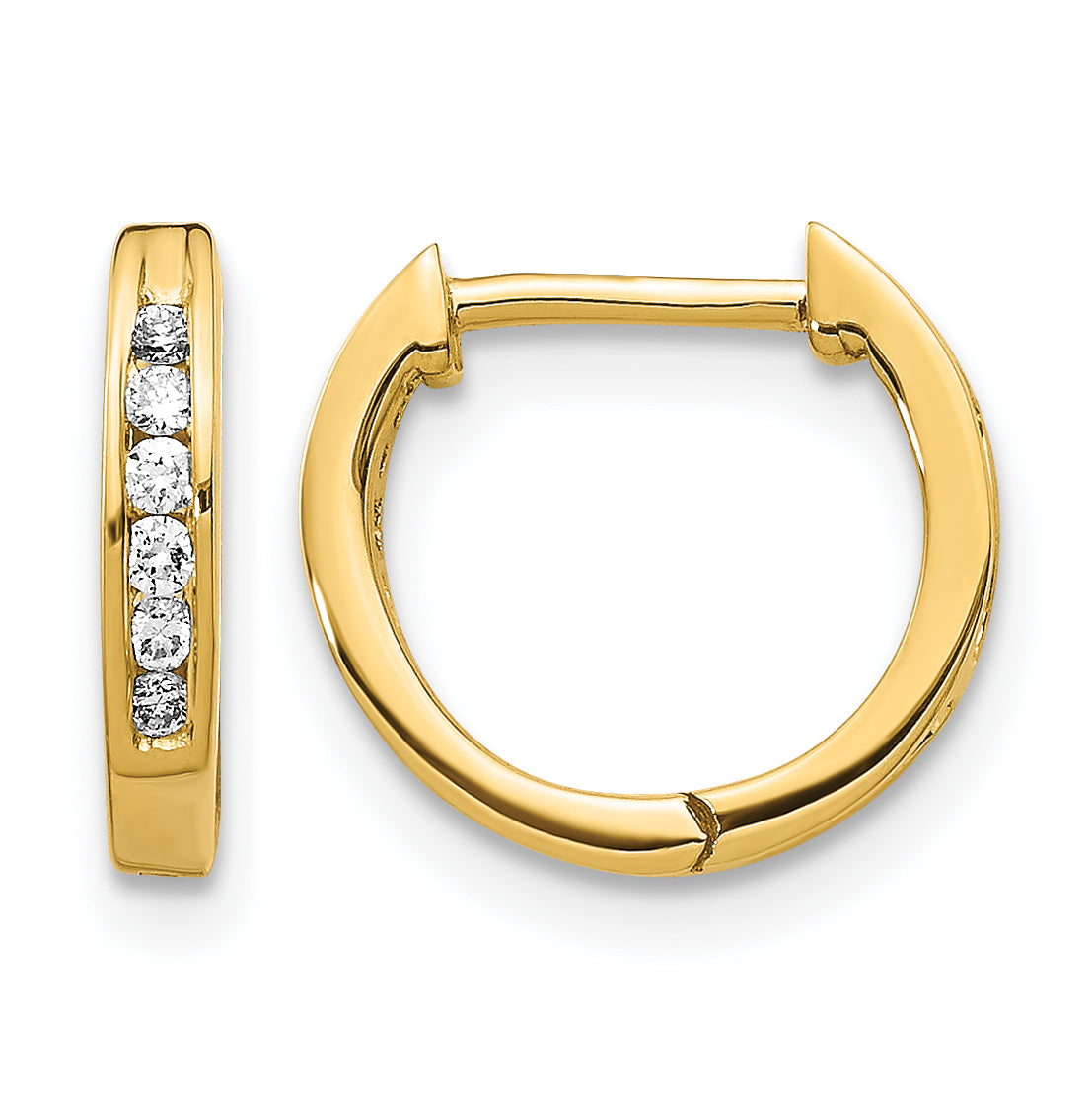 Gold Diamond Hinged Hoop Earrings - 14k Yellow Gold
