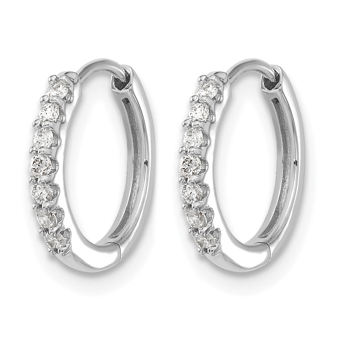 Diamond Hinged Hoop Earrings - 14k White Gold