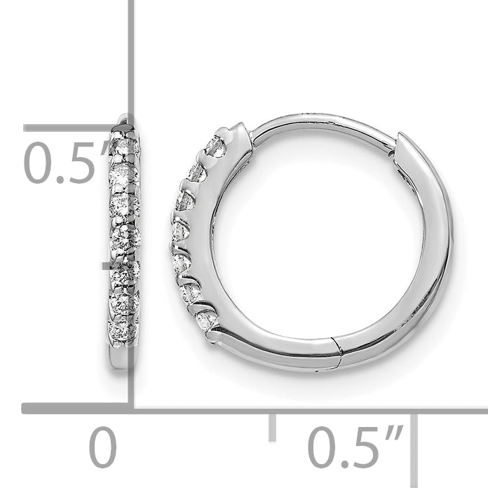 Diamond Hinged Hoop Earrings - 14k White Gold