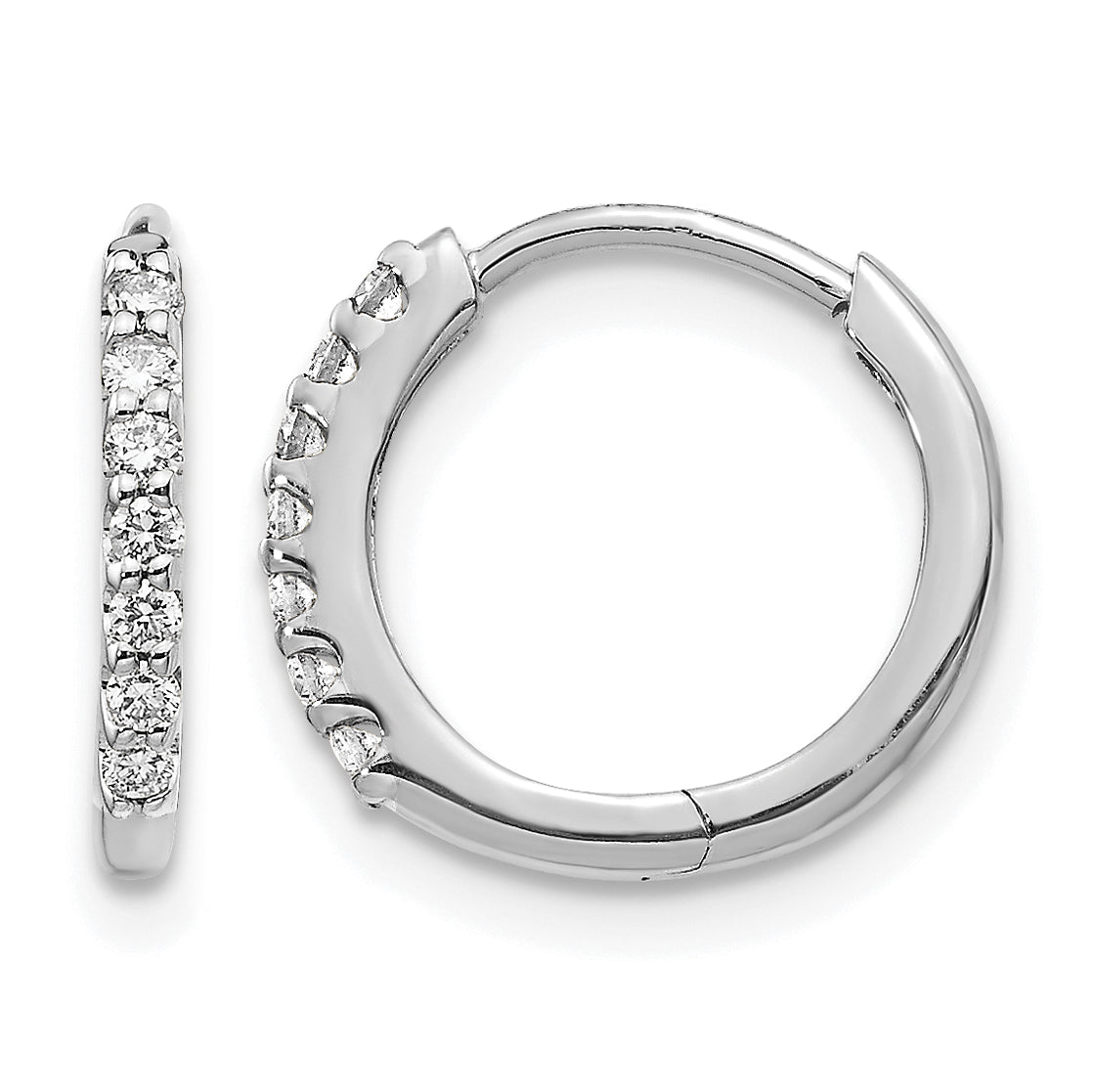 Diamond Hinged Hoop Earrings - 14k White Gold#14k White Gold