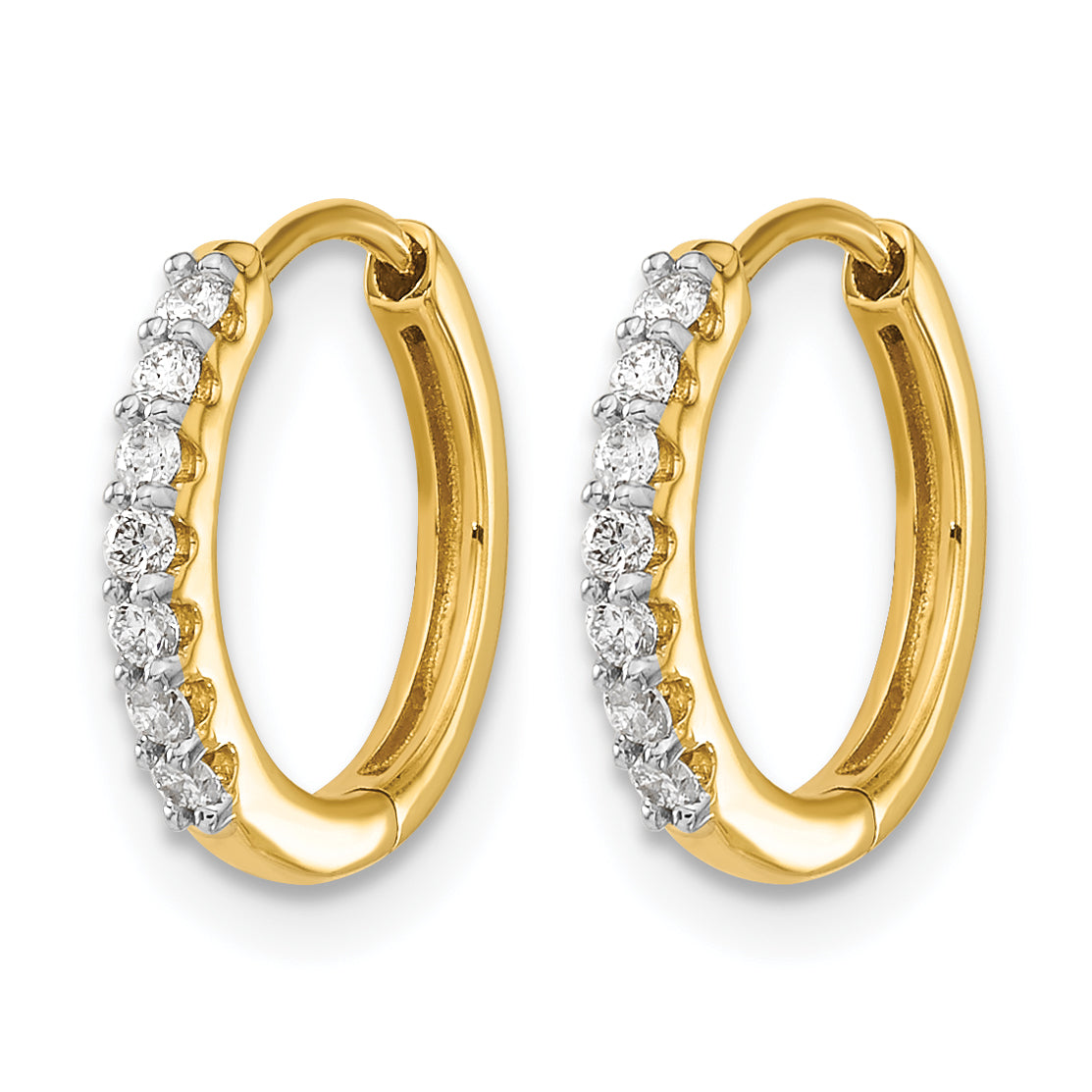 Diamond Hinged Hoop Earrings - 14k Yellow Gold