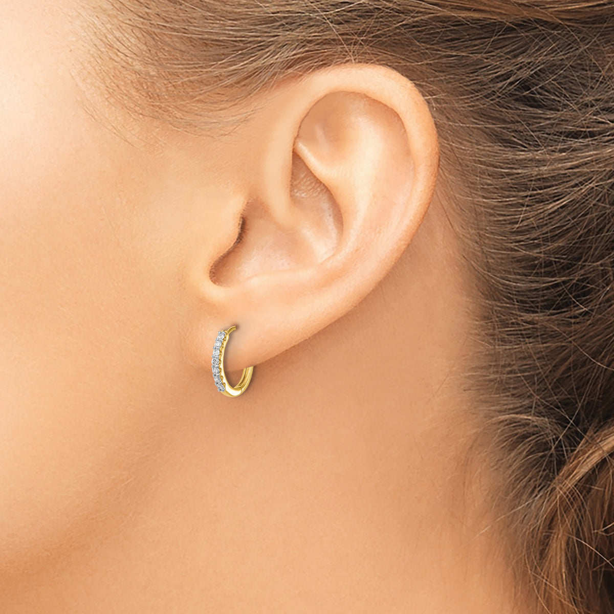 Diamond Hinged Hoop Earrings - 14k Yellow Gold
