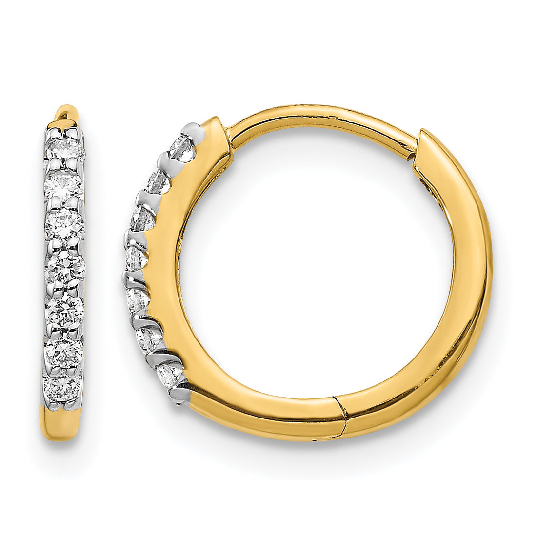 14k 1/6 carat Diamond Hinged Hoop Earrings - 14k Yellow Gold