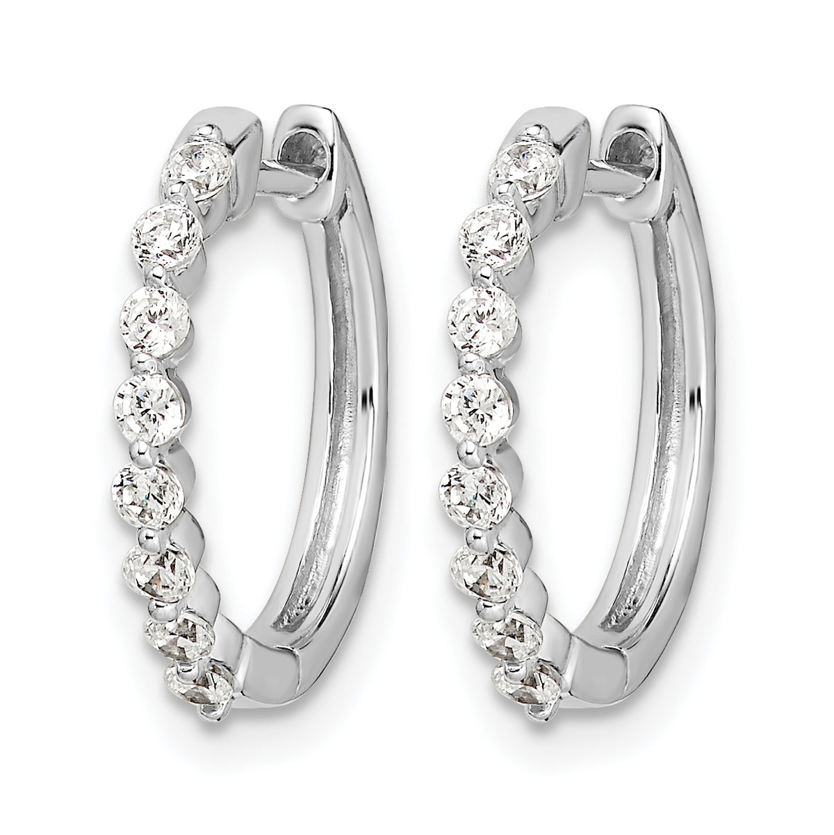 14k White Gold 1/3 carat Diamond Hinged Hoop Earrings