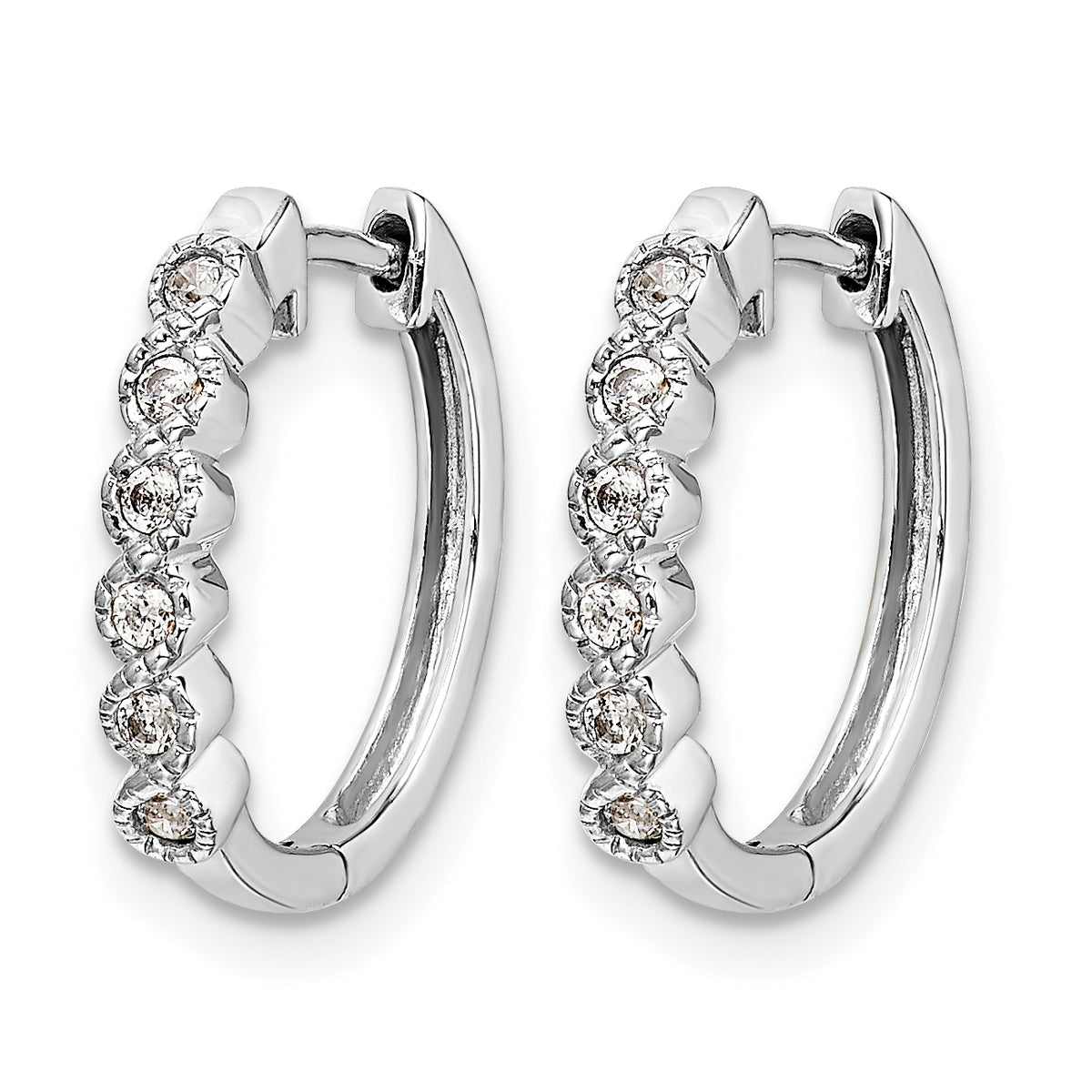 1/8 carat Diamond Round Hinged Hoop Earrings - 10k White Gold / None