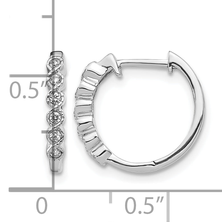 1/8 carat Diamond Round Hinged Hoop Earrings - 10k White Gold / None