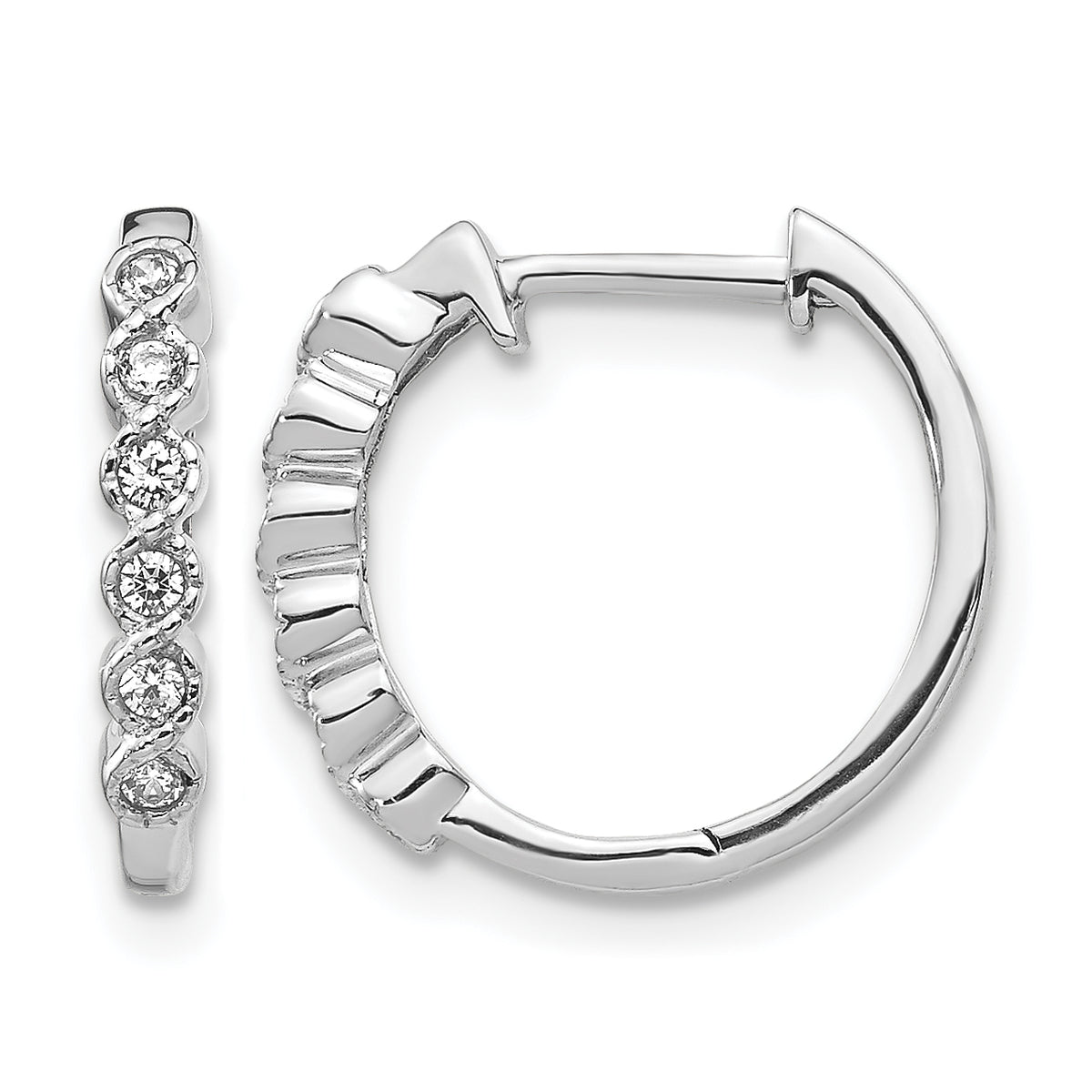 1/8 carat Diamond Round Hinged Hoop Earrings - 10k White Gold / None#10k White Gold_None