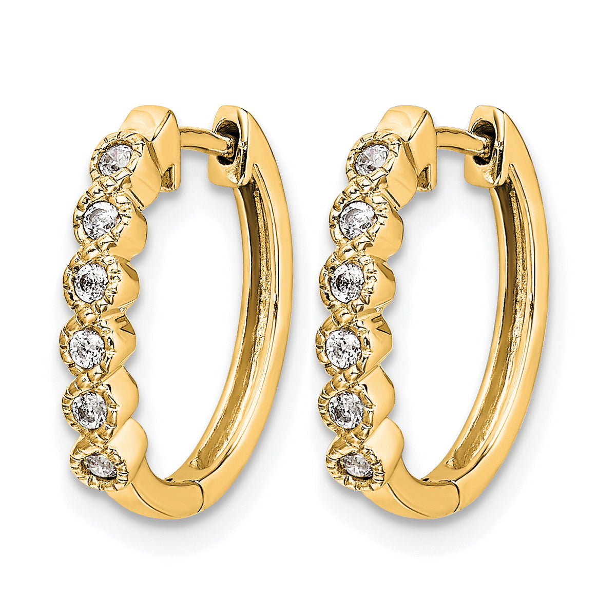 1/8 carat Diamond Round Hinged Hoop Earrings - 10k Yellow Gold / None