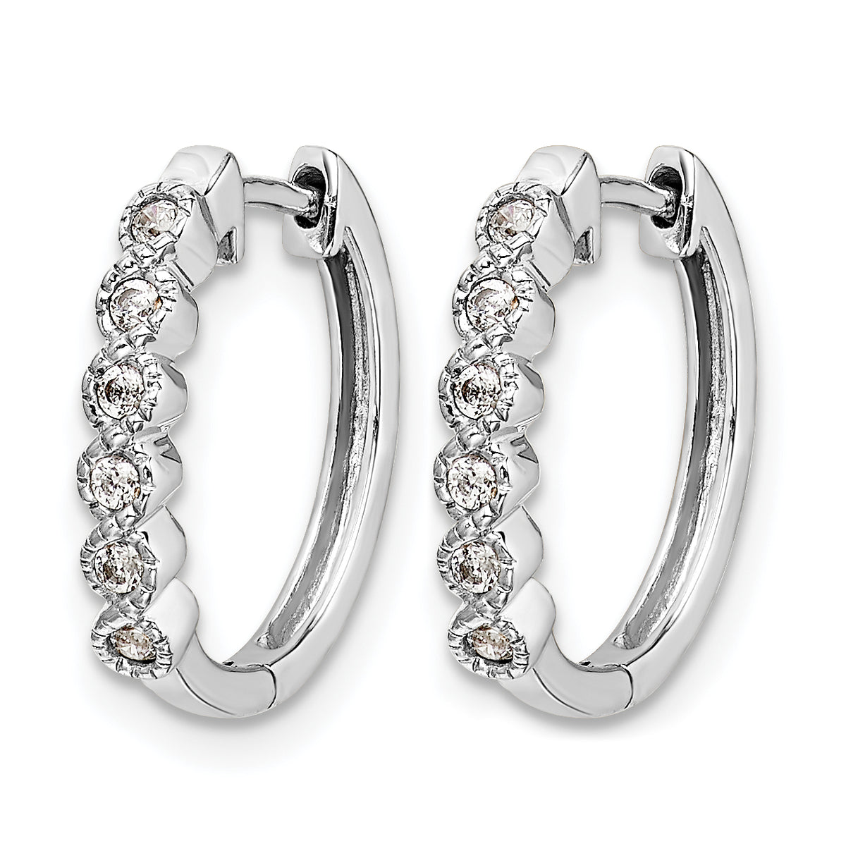 1/8 carat Diamond Round Hinged Hoop Earrings - 14k White Gold / Diamond