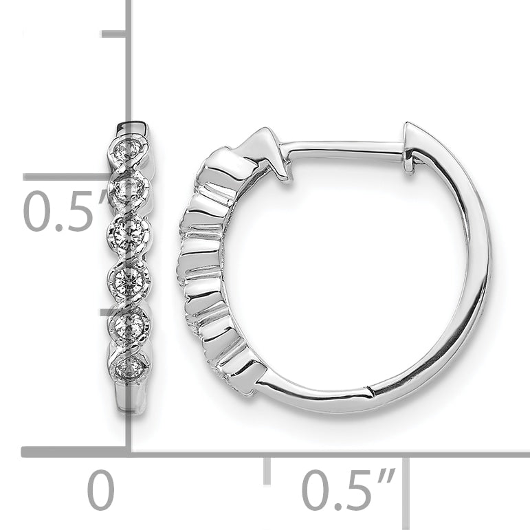 1/8 carat Diamond Round Hinged Hoop Earrings - 14k White Gold / Diamond