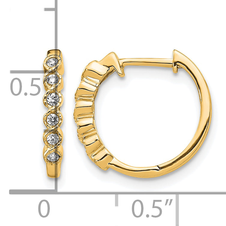 1/8 carat Diamond Round Hinged Hoop Earrings - 14k Yellow Gold / White Diamond