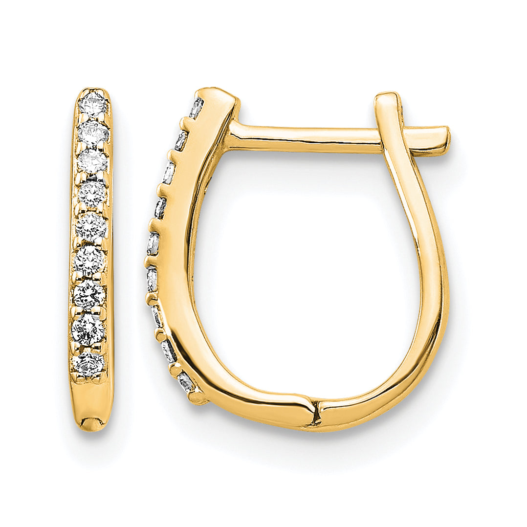 Diamond Hinged Hoop Earrings - 14k Yellow Gold / None