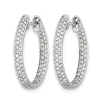 14k White Gold 3-Row Diamond In/Out Hinged Hoop Earrings, view 2 - 1-1/4 ctw.