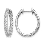14k White Gold 3-Row Diamond In/Out Hinged Hoop Earrings - 1-1/4 ctw.