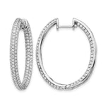 14k White Gold 3-Row Diamond In/Out Hinged Hoop Earrings - 2-1/5 ctw.