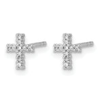 Diamond Cross Post Earrings - 10k White Gold