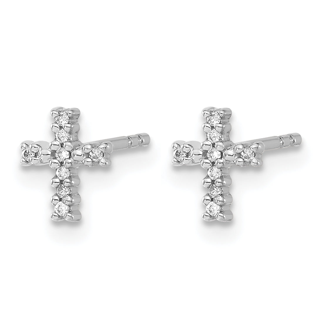 Diamond Cross Post Earrings - 10k White Gold