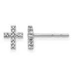 Diamond Cross Post Earrings - 10k White Gold