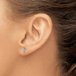Diamond Cross Post Earrings - 14k White Gold