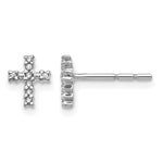 Diamond Cross Post Earrings - 14k White Gold
