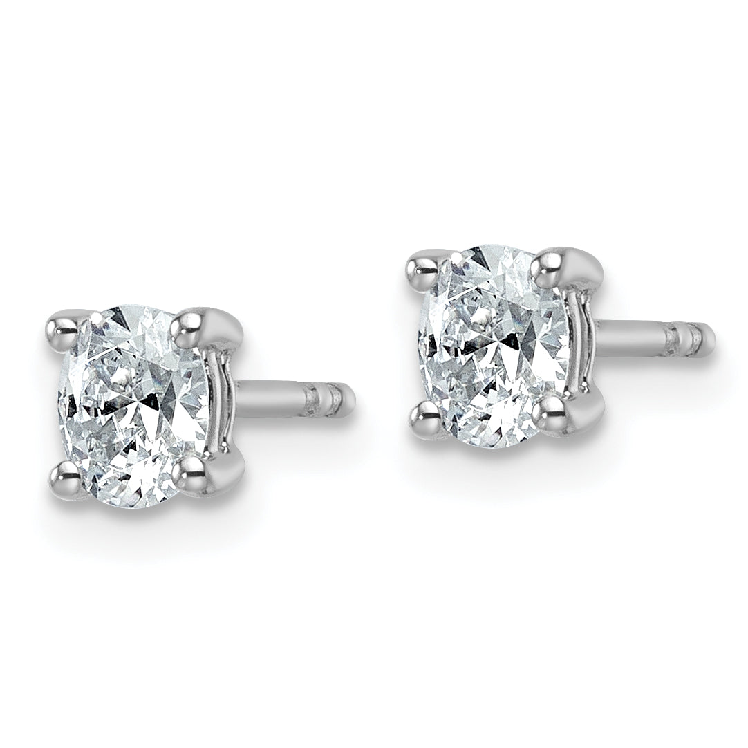 Lab Grown Diamond Oval Solitaire Earrings - 14k White Gold / 1/2 ctw. / VS+ F+