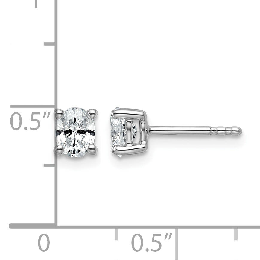Lab Grown Diamond Oval Solitaire Earrings - 14k White Gold / 1/2 ctw. / VS+ F+
