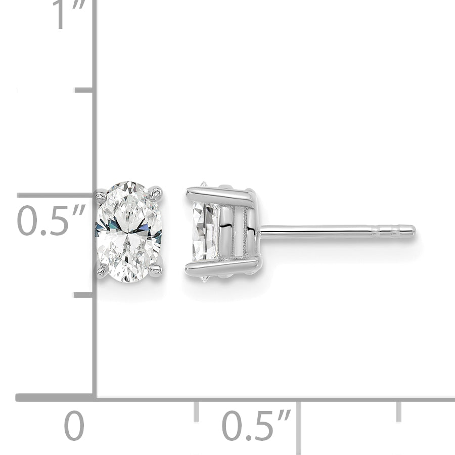 Lab Grown Diamond Oval Solitaire Earrings - 14k White Gold / <1/20 ctw. / Standard