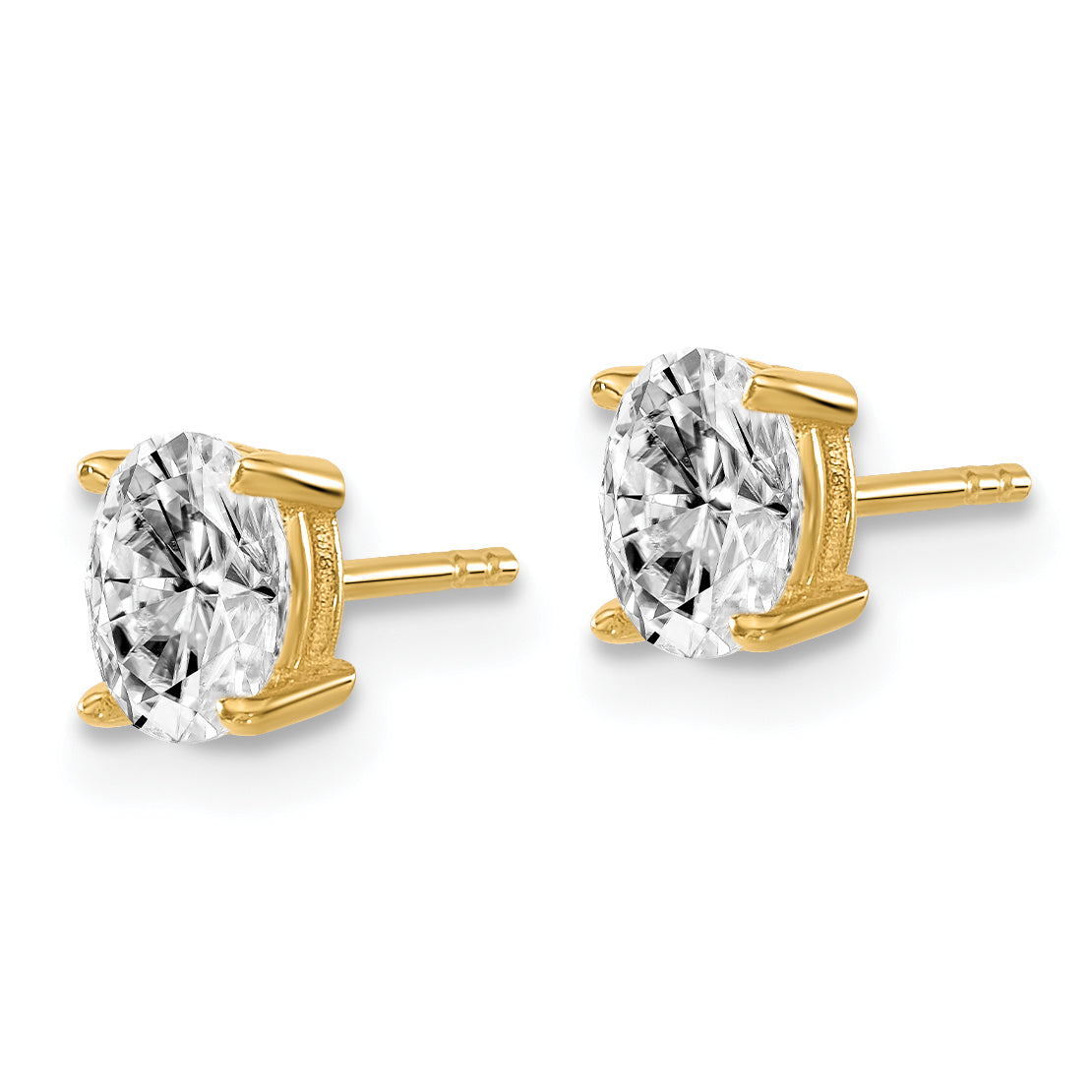 Lab Grown Diamond Oval Solitaire Earrings - 14k Yellow Gold / 2/3 ctw. / VS/SI+ G+