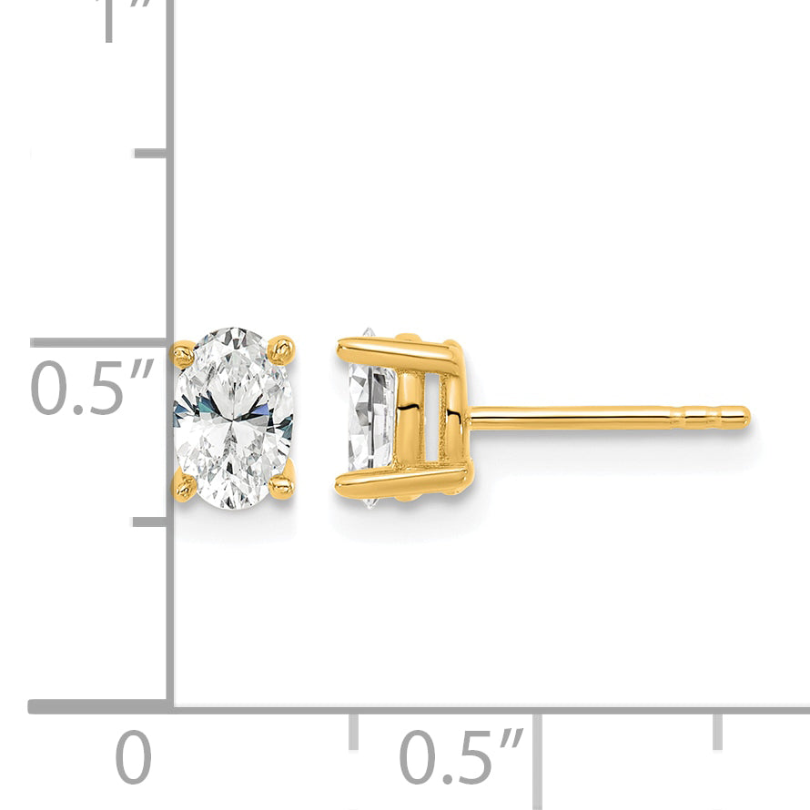 Lab Grown Diamond Oval Solitaire Earrings - 14k Yellow Gold / <1/20 ctw. / Standard