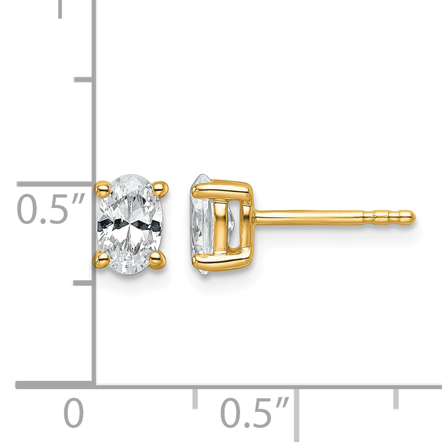Lab Grown Diamond Oval Solitaire Earrings - 14k Yellow Gold / 3/4 ctw. / VS+ F+