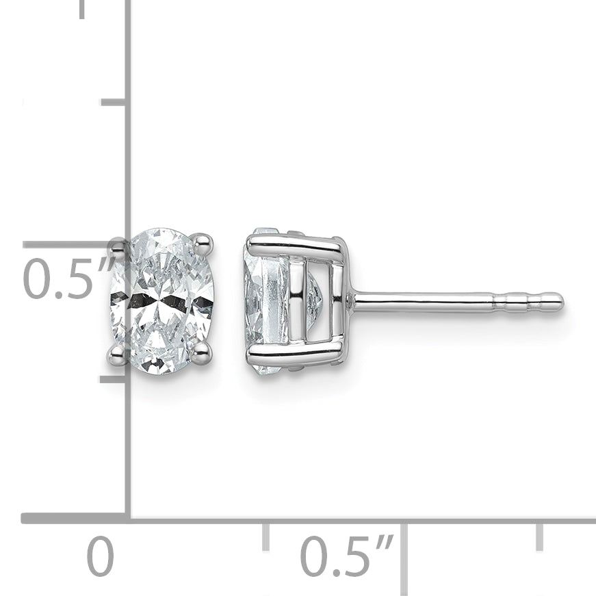 Lab Grown Diamond Oval Solitaire Earrings - 14k White Gold / 1 ctw. / VS+ F+
