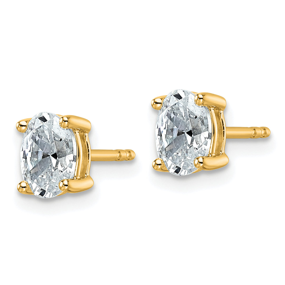 Lab Grown Diamond Oval Solitaire Earrings - 14k Yellow Gold / 1 ctw. / VS+ F+