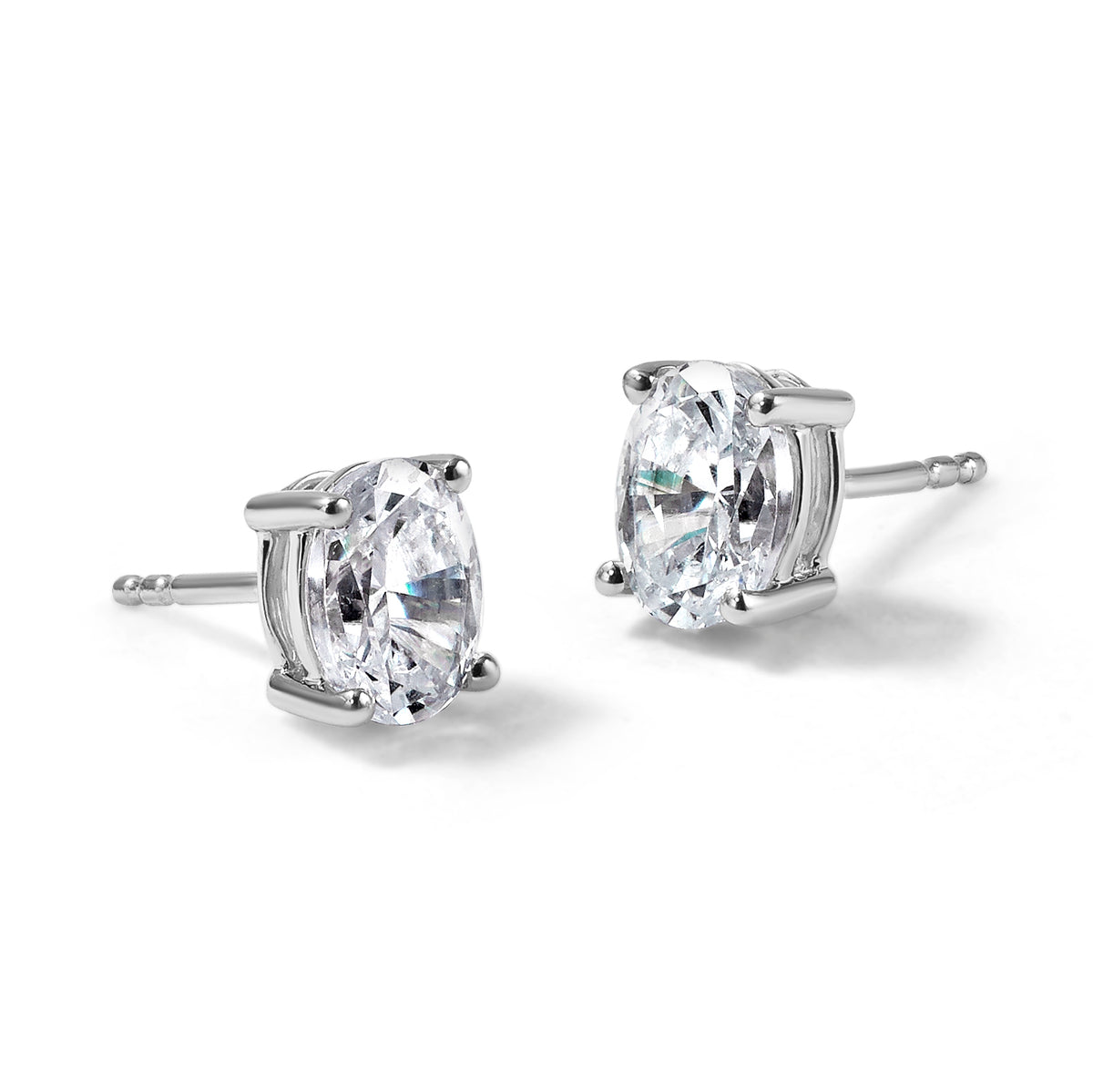 Lab Grown Diamond Oval Solitaire Earrings - 14k White Gold / 1-1/2 ctw. / VS+ F+
