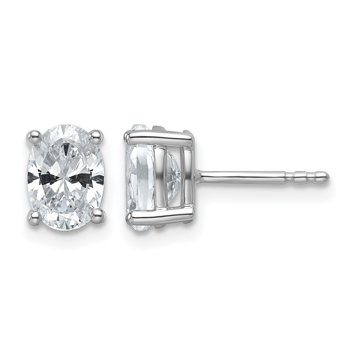 Lab Grown Diamond Oval Solitaire Earrings - 14k White Gold / 1-1/2 ctw. / VS+ F+
