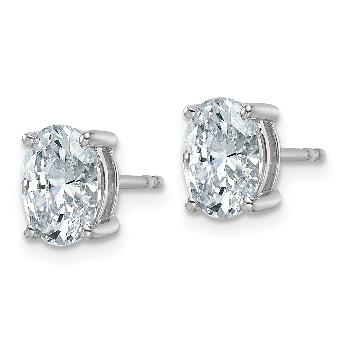 Lab Grown Diamond Oval Solitaire Earrings - 14k White Gold / 2 ctw. / VS+ F+