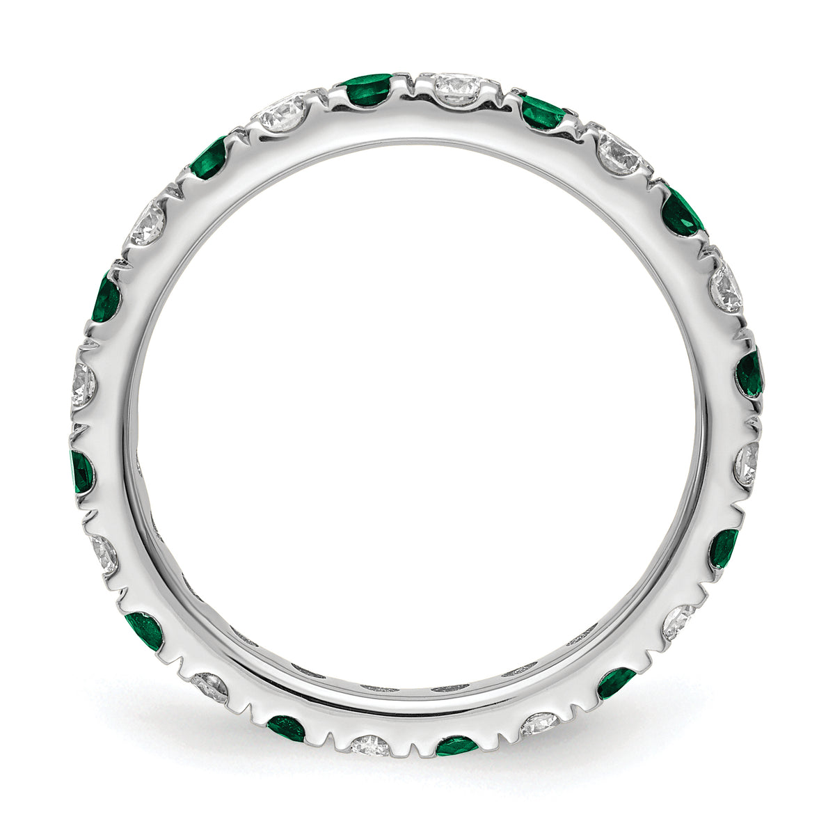 Lab Grown Diamond & Created Emerald Eternity Band - 14k White Gold / 2/3 ctw. / 4
