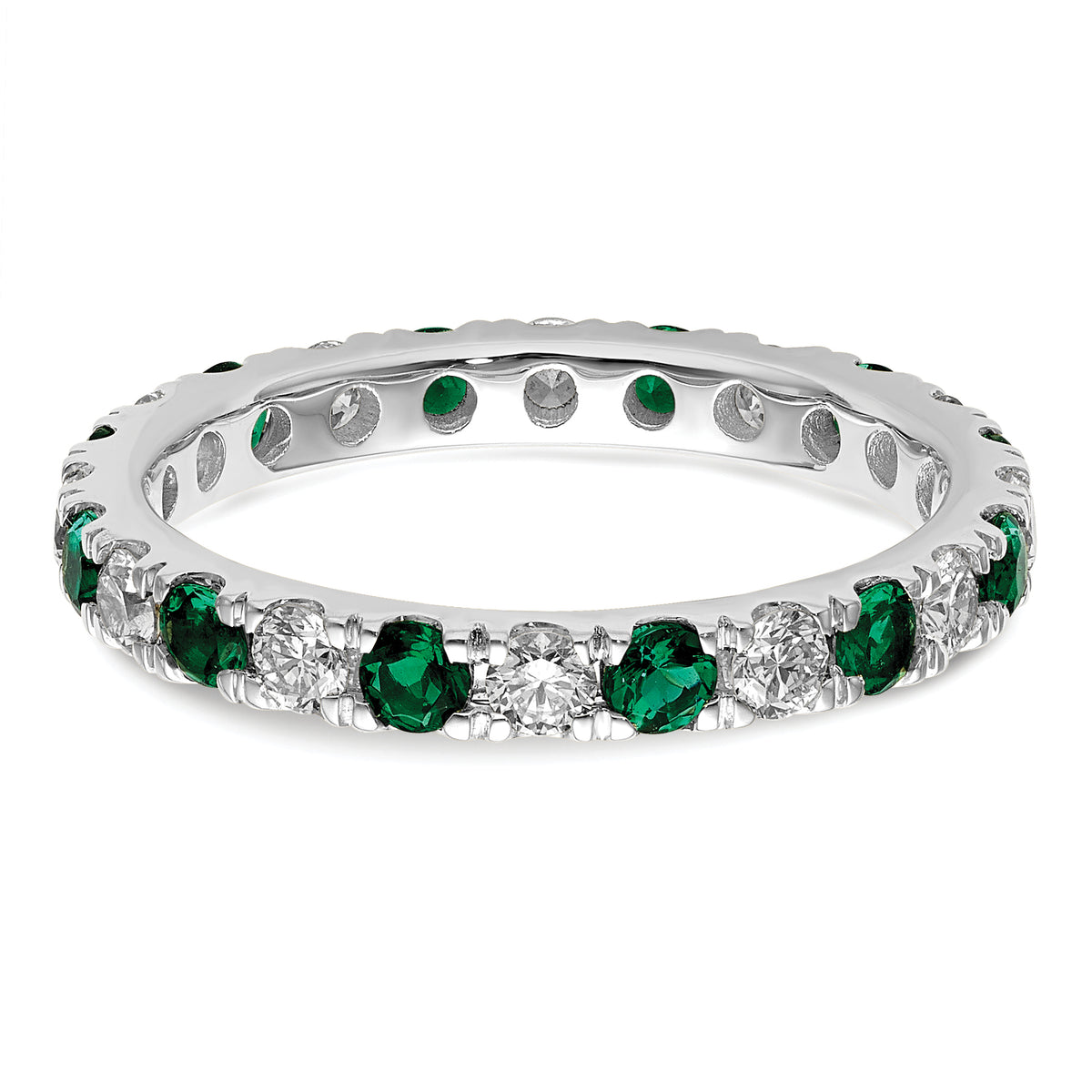 Lab Grown Diamond & Created Emerald Eternity Band - 14k White Gold / 2/3 ctw. / 4