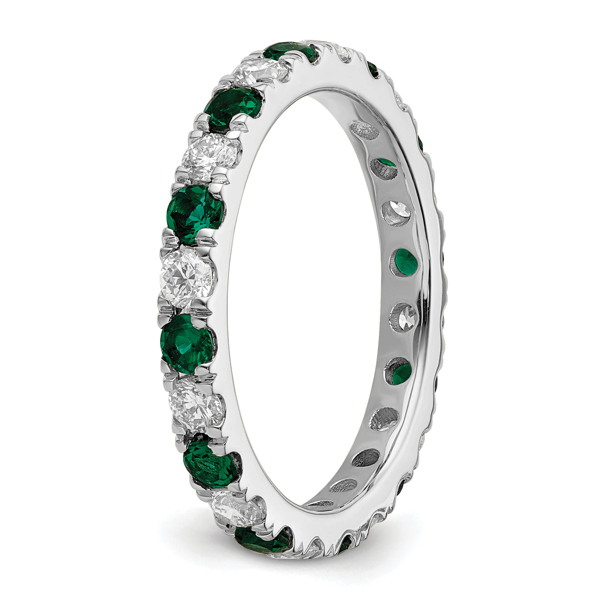 Lab Grown Diamond & Created Emerald Eternity Band - 14k White Gold / 2/3 ctw. / 4