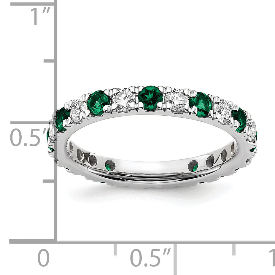 Lab Grown Diamond & Created Emerald Eternity Band - 14k White Gold / 2/3 ctw. / 4