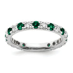 Lab Grown Diamond & Created Emerald Eternity Band - 14k White Gold / 2/3 ctw. / 4