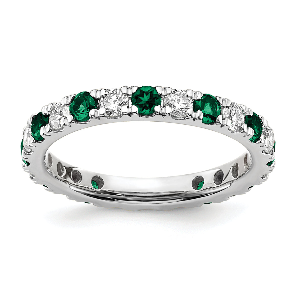 Lab Grown Diamond & Created Emerald Eternity Band - 14k White Gold / 2/3 ctw. / 4