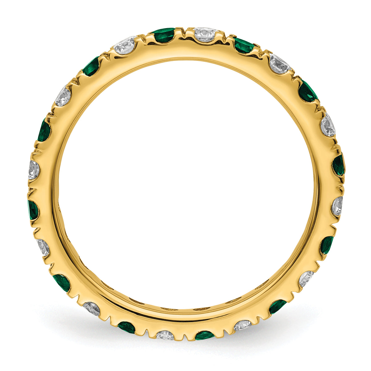 Lab Grown Diamond & Created Emerald Eternity Band - 14k Yellow Gold / 2/3 ctw. / 4