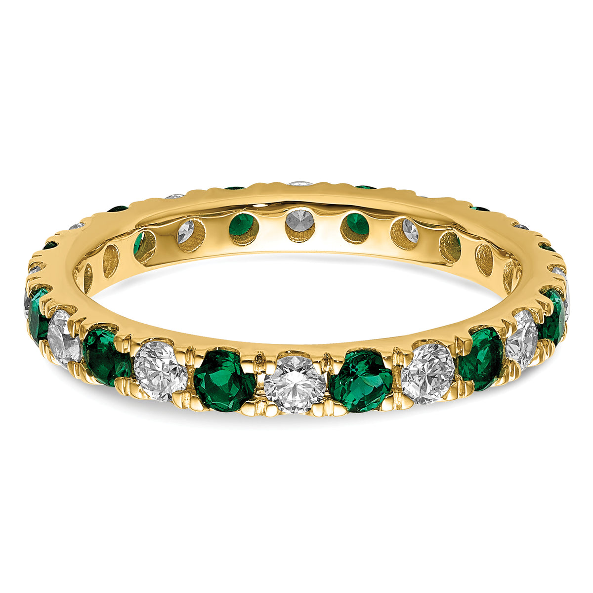 Lab Grown Diamond & Created Emerald Eternity Band - 14k Yellow Gold / 2/3 ctw. / 4