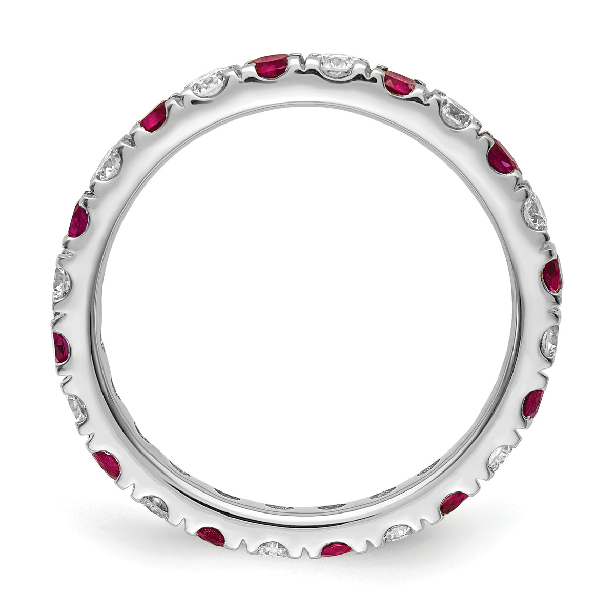 Lab Grown Diamond & Created Ruby Eternity Band - 14k White Gold / 2/3 ctw. / 4