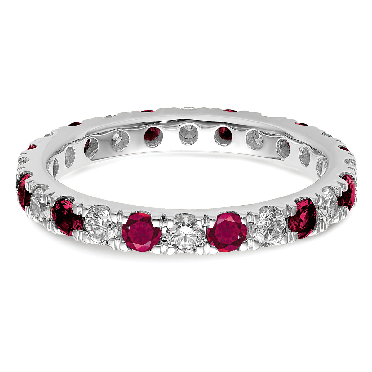 Lab Grown Diamond & Created Ruby Eternity Band - 14k White Gold / 2/3 ctw. / 4