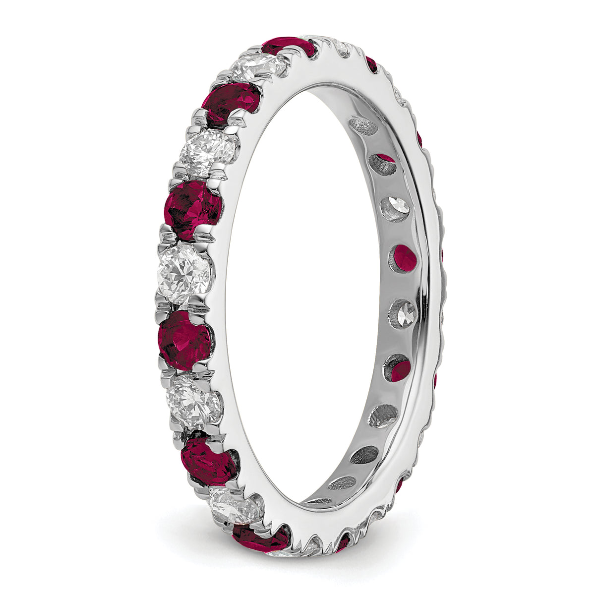 Lab Grown Diamond & Created Ruby Eternity Band - 14k White Gold / 2/3 ctw. / 4