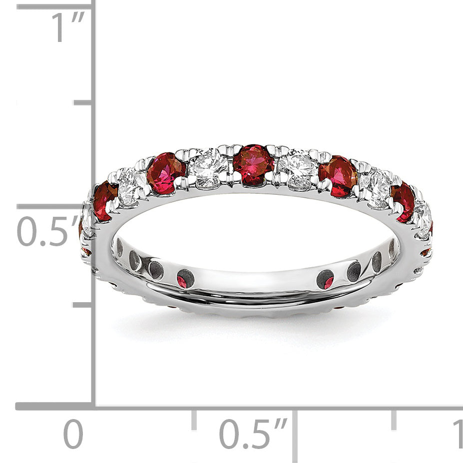 Lab Grown Diamond & Created Ruby Eternity Band - 14k White Gold / 2/3 ctw. / 4