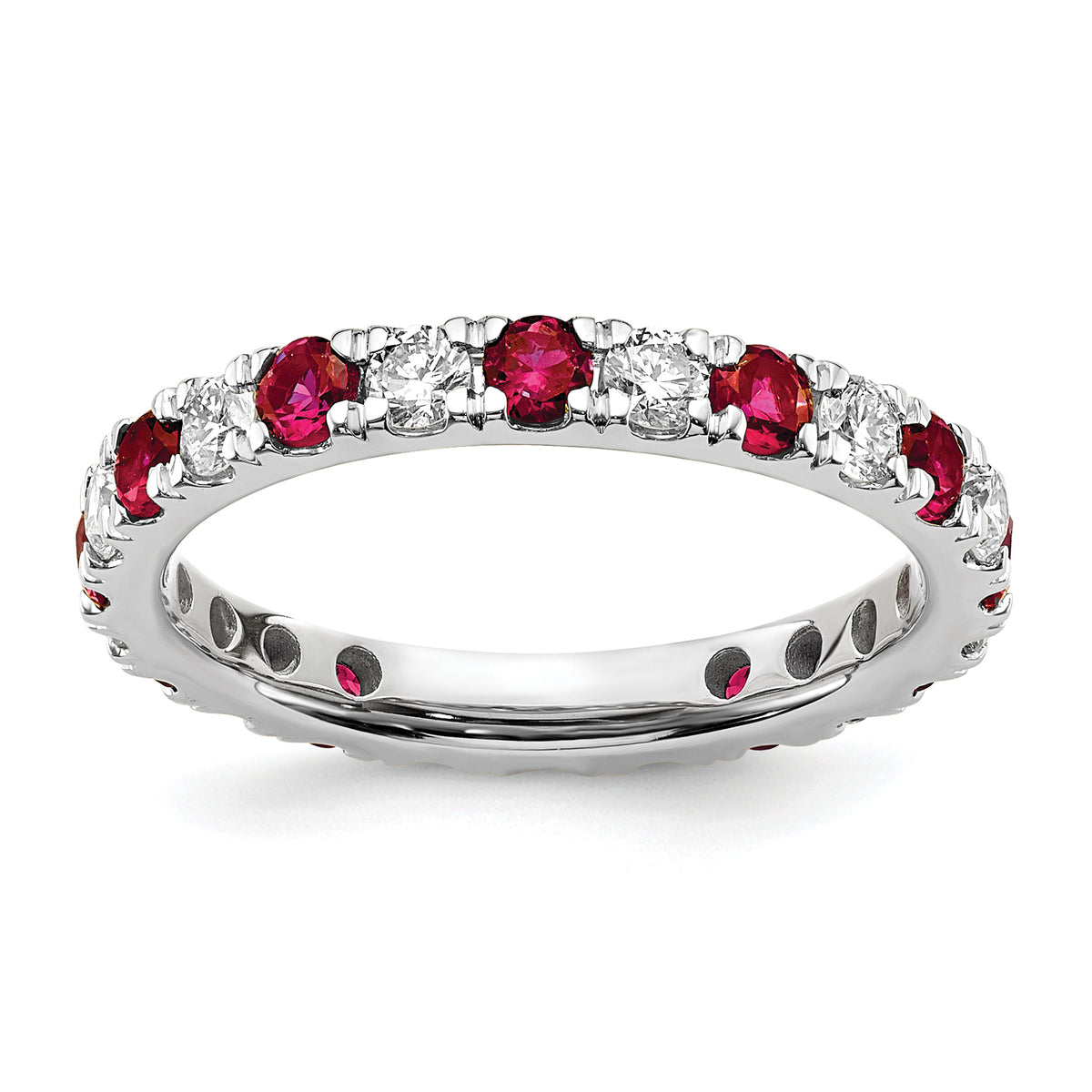 Lab Grown Diamond & Created Ruby Eternity Band - 14k White Gold / 2/3 ctw. / 4