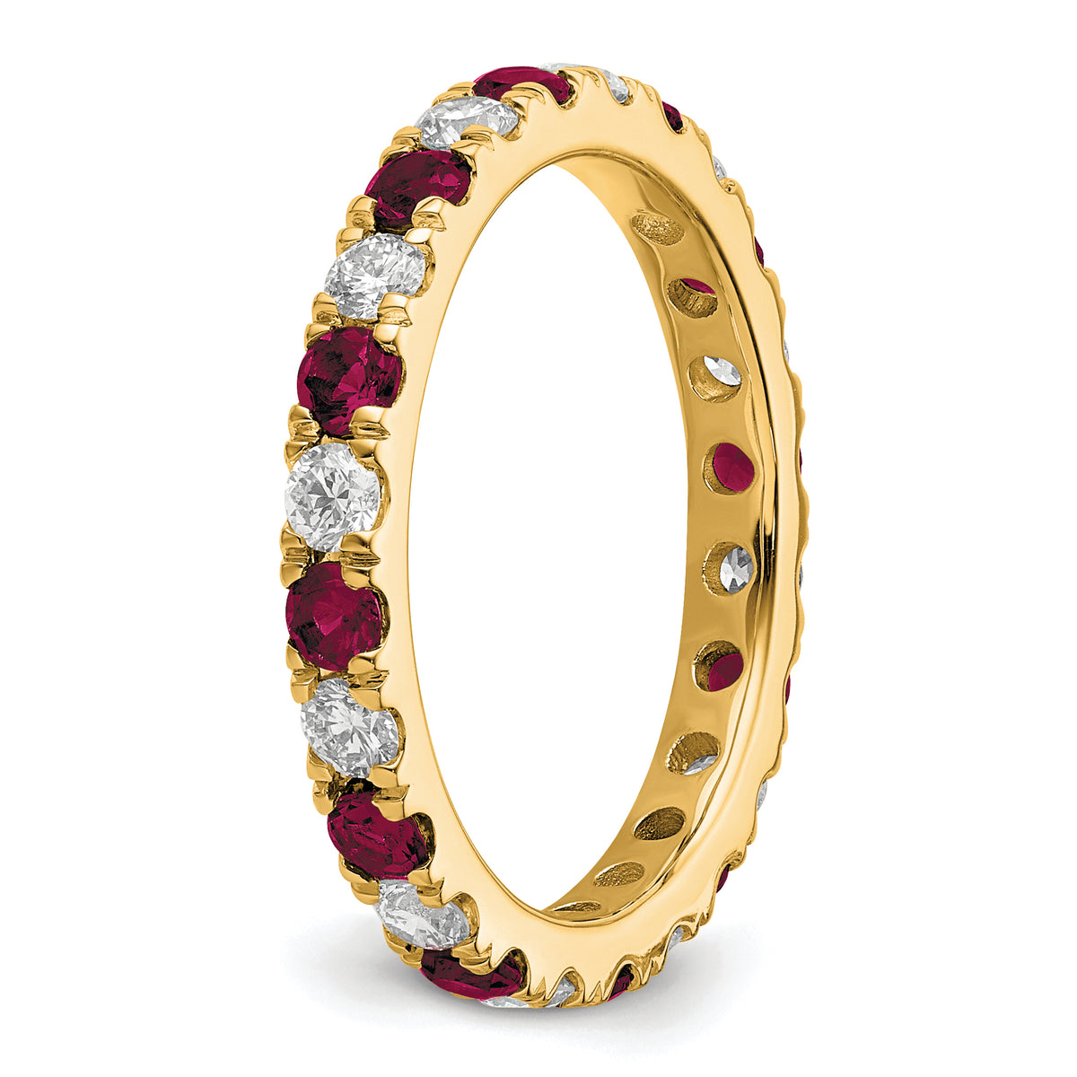 Lab Grown Diamond & Created Ruby Eternity Band - 14k Yellow Gold / 2/3 ctw. / 4