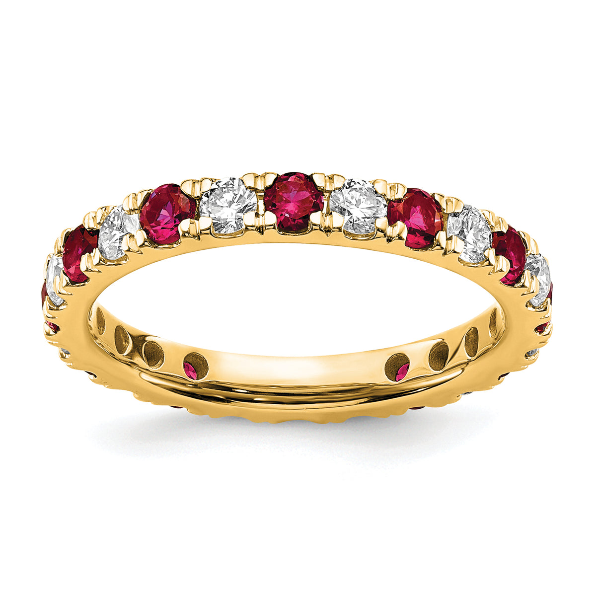 Lab Grown Diamond & Created Ruby Eternity Band - 14k Yellow Gold / 2/3 ctw. / 4